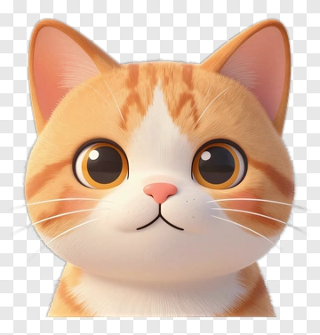 3D Cartoon Cat Face PNG