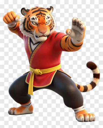 3D Tiger Martial Artist Posing PNG