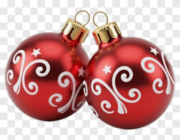 Red Christmas Ornaments With White Patterns PNG