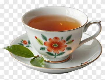 Tea Cup With Floral Design And Saucer PNG