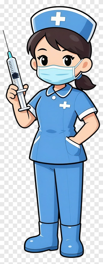 Cartoon Nurse Holding A Syringe PNG