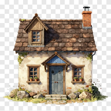 Charming Cottage With Stone Pathway PNG