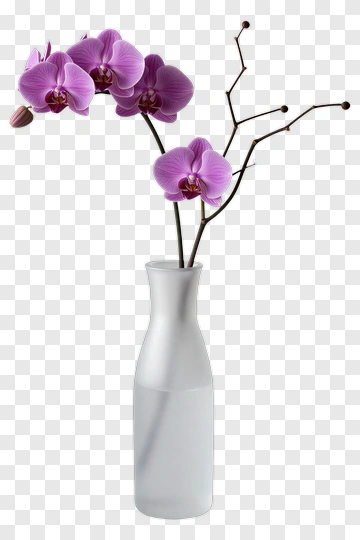 Purple Orchid In A White Vase PNG
