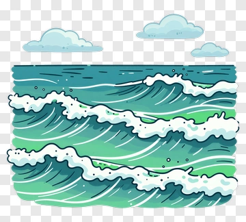 Waves In A Cartoon Style PNG