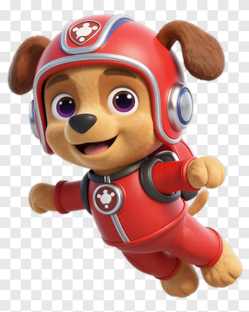3D Dog In Red Space Suit PNG