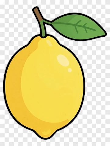 Cartoon Lemon With Leaf PNG