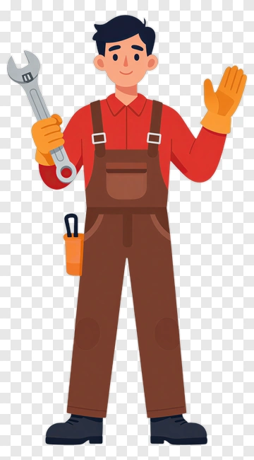 Cartoon Mechanic Holding A Wrench PNG