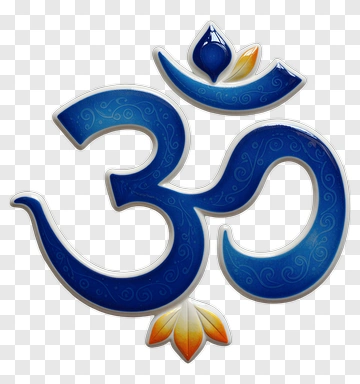 Blue Om Symbol With Floral Elements PNG