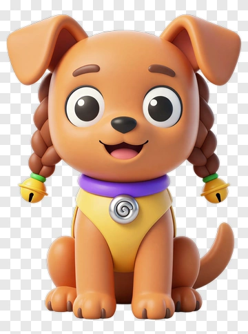 Cartoon Dog With Braids PNG