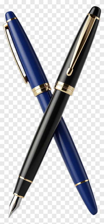 Crossed Fountain Pens With Gold Accents PNG