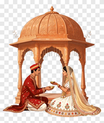 Indian Couple Performing A Traditional Ceremony PNG