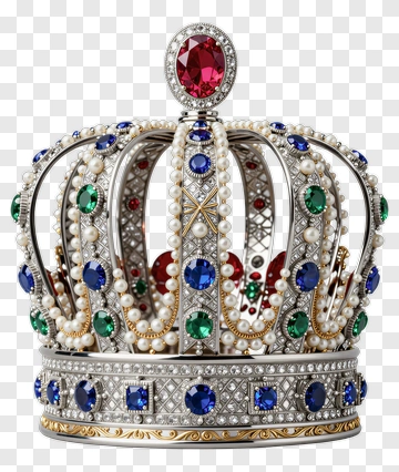 Jewelled Crown With Colorful Gems PNG