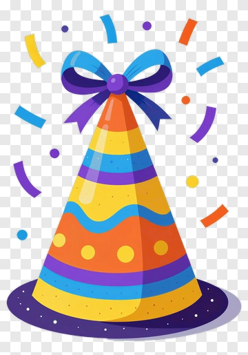 Colorful Party Hat With Confetti PNG