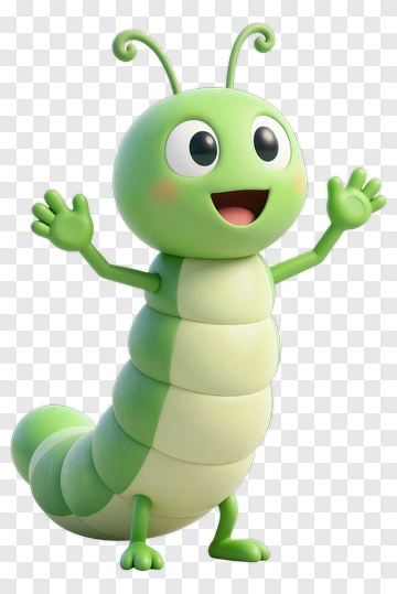 Cartoon Caterpillar With Happy Expression PNG