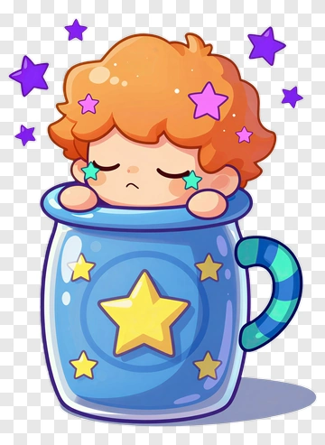 Cartoon Child In A Starry Mug PNG