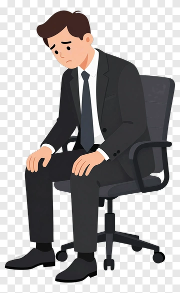 Sad Businessman Sitting On A Chair PNG