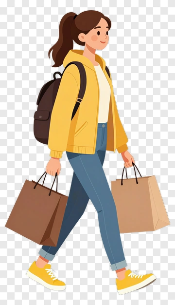 Woman Carrying Shopping Bags PNG