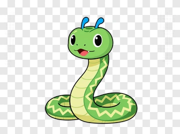Cartoon Green Snake With Blue Antennae PNG