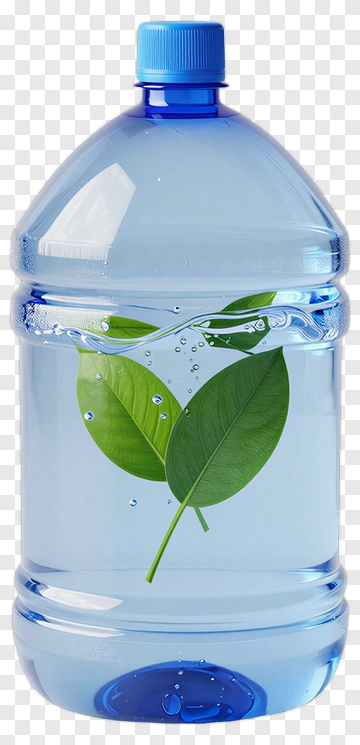 Water Bottle With Green Leaves PNG