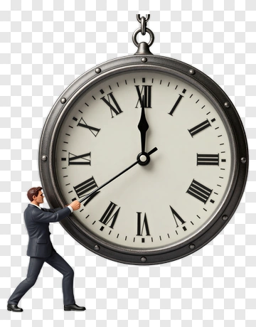 Businessman Adjusting A Large Clock PNG