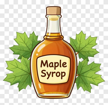 Maple Syrup Bottle With Leaves PNG