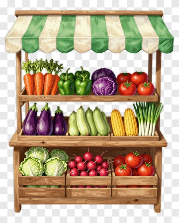Vegetable Stand With Fresh Produce PNG