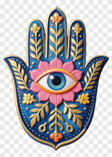 Colorful Hand With Eye And Floral Design PNG