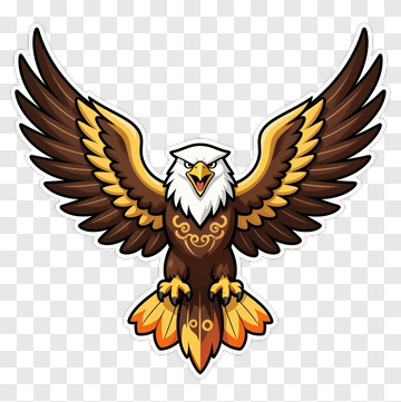 Cartoon Eagle With Spread Wings PNG
