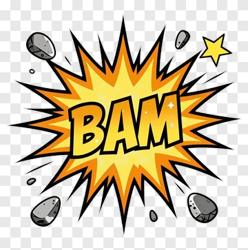 Comic Style Bam Explosion Graphic PNG
