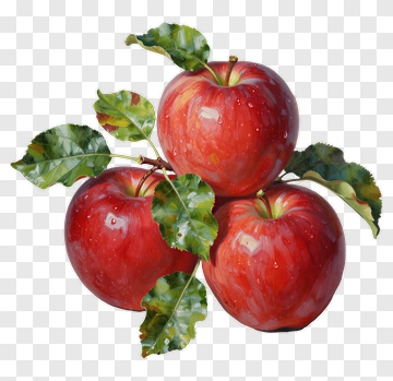 Red Apples With Green Leaves PNG