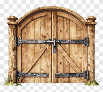 Wooden Gate With Metal Hinges PNG