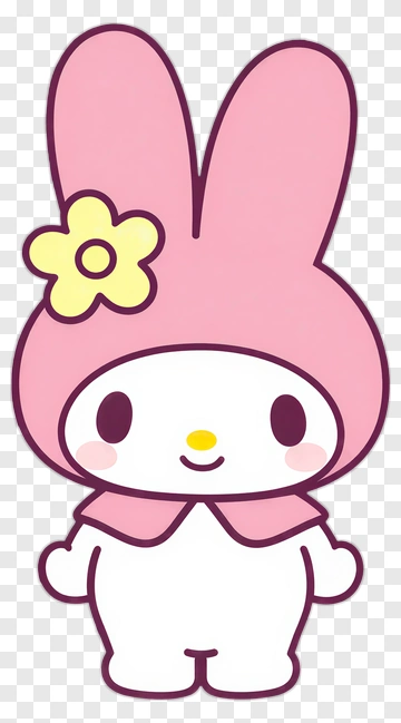 Cartoon Bunny Character With Flower PNG