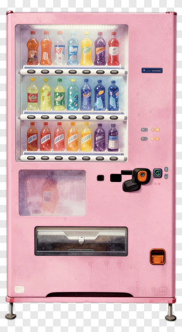 Vending Machine With Colorful Drinks PNG