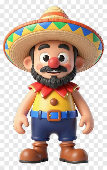 Cartoon Farmer With Sombrero PNG