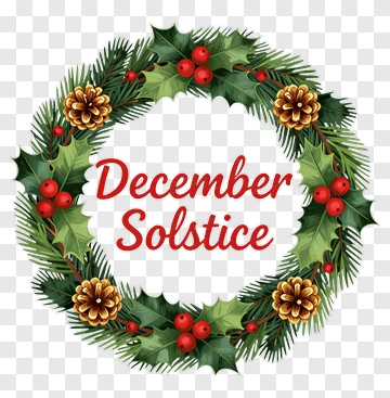December Solstice Wreath With Pine Cones And Berries PNG