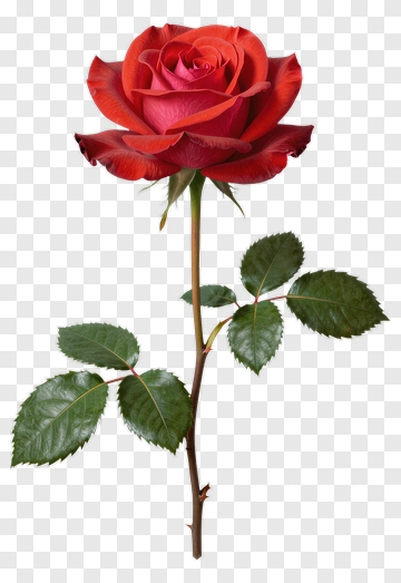 Red Rose With Green Leaves PNG