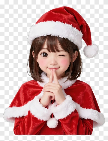 Girl In A Christmas Santa Outfit Winking PNG