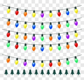 Colorful Christmas Lights With Evergreen Trees PNG