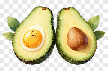 Avocado Halves With Egg And Seed PNG