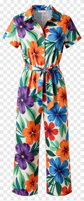 Colorful Floral Jumpsuit PNG