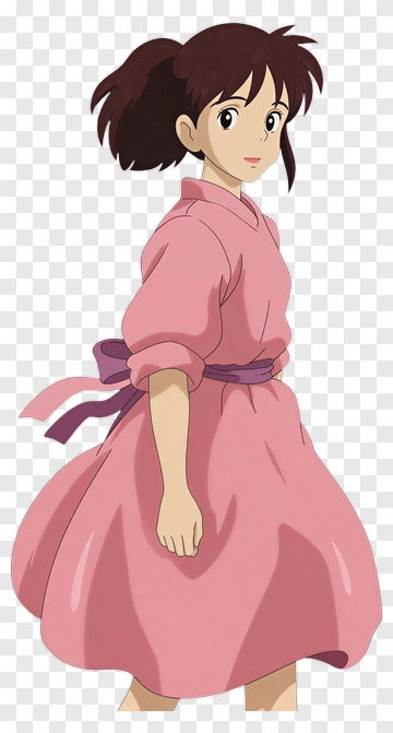 Animated Girl In A Pink Dress PNG