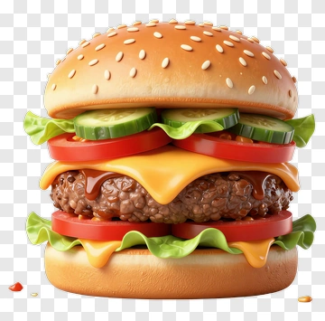 Delicious Cheeseburger With Fresh Vegetables PNG