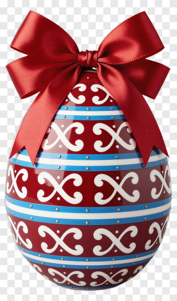 Decorative Easter Egg With Red Bow PNG