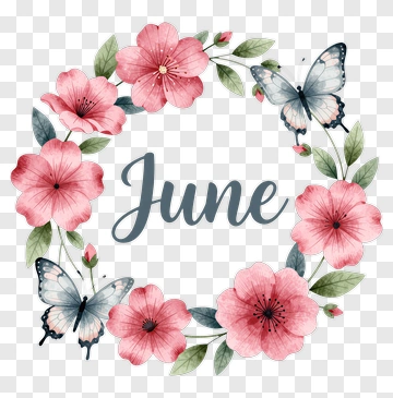 Floral Wreath With June Text PNG