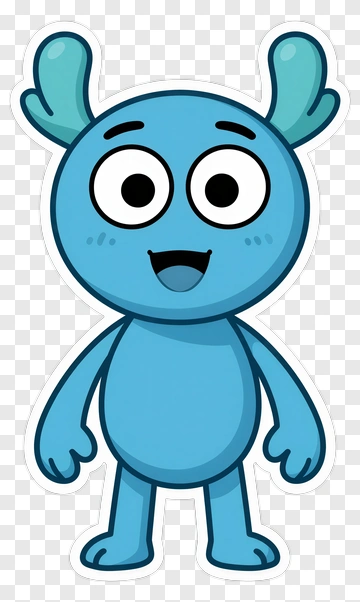 Cartoon Blue Character With Antlers PNG