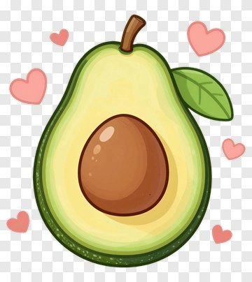 Cartoon Avocado With Hearts PNG