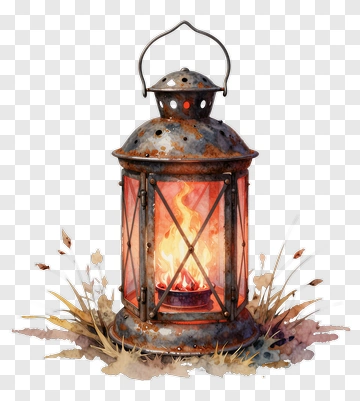 Vintage Lantern With Flames PNG