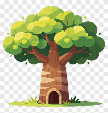 Cartoon Tree With A Hollow Base PNG