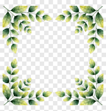 Watercolor Green Leaf Frame PNG