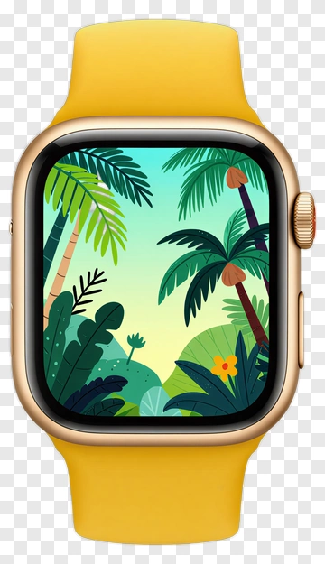 Tropical Jungle Illustration On Smartwatch PNG